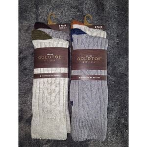 Gold Toe LODGE 4 Pairs‎ Cable Socks Mens Size 6-12.5 Multi Color Earth Tones